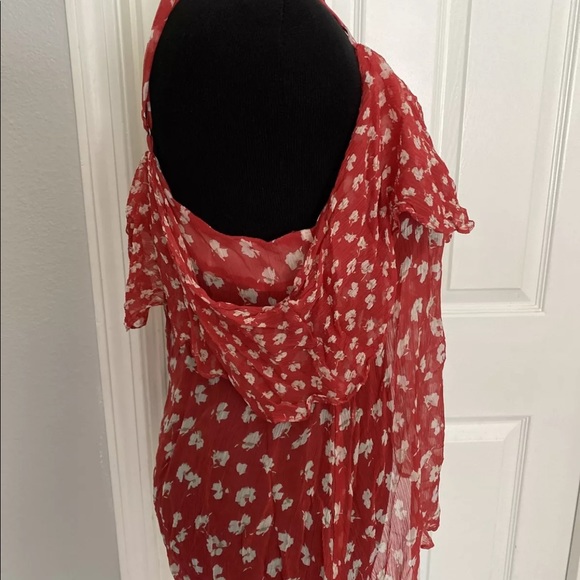 NWT- All Saints Savine Scatter Red Open Shoulder - Picture 3 of 11